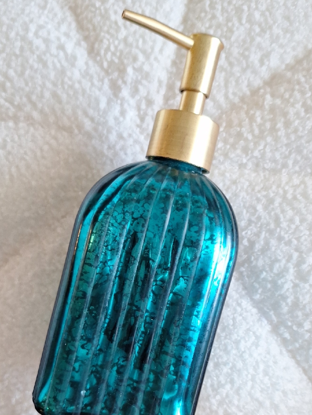 NWT Teal Mercury Glass Soap Dispenser with Gold Pump